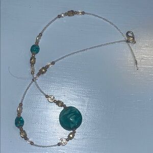 Chic Gold and Teal Beaded Necklace